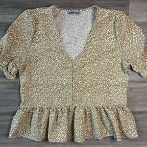 Floral V-Neck Peplum Top